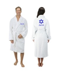 A Star of David Logo Custom Text Embroidery on Bathrobe